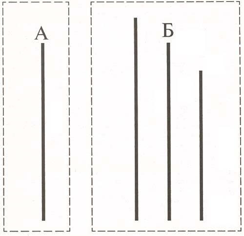 Рис. 30. Линии разной длины, использованные в эксперименте С.Аша при изучении конформного поведения